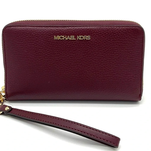Michael Kors Large Flat Mf Phone Case Wallet Ruby Red - Picture 2 of 8